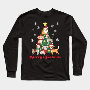 Dog Christmas Tree Merry Woofmas Dog Lover Gift Long Sleeve T-Shirt